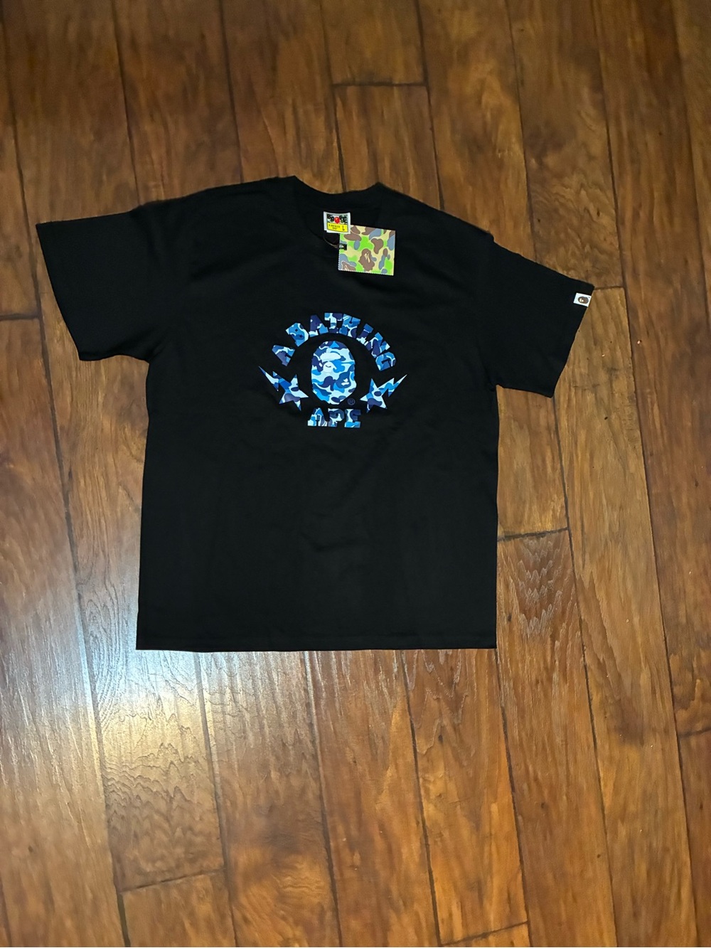 BAPE MEN’S BLACK AND BLUE CAMO TEE